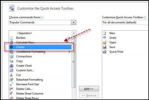 MS quick access Microsoft toolbar