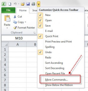 Quick access toolbar
